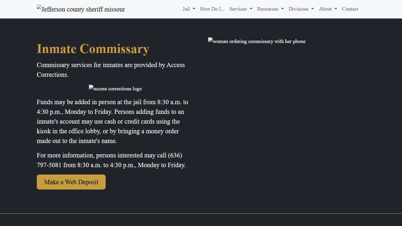 Inmate Commissary Jefferson County Sheriff's Office Missouri