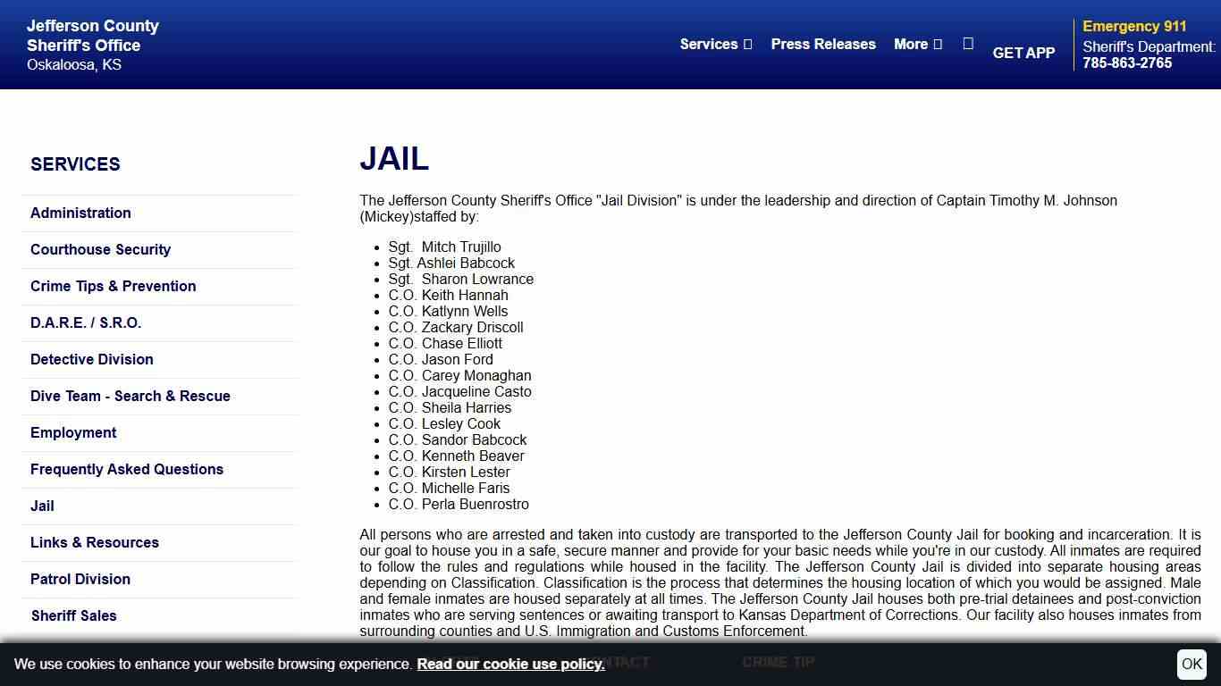 Jail Jefferson County, Kansas Sheriff's Office